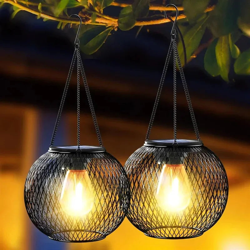 Luminária Solar Para Jardim- Lâmpada Suspensa- Iluminação Exterior