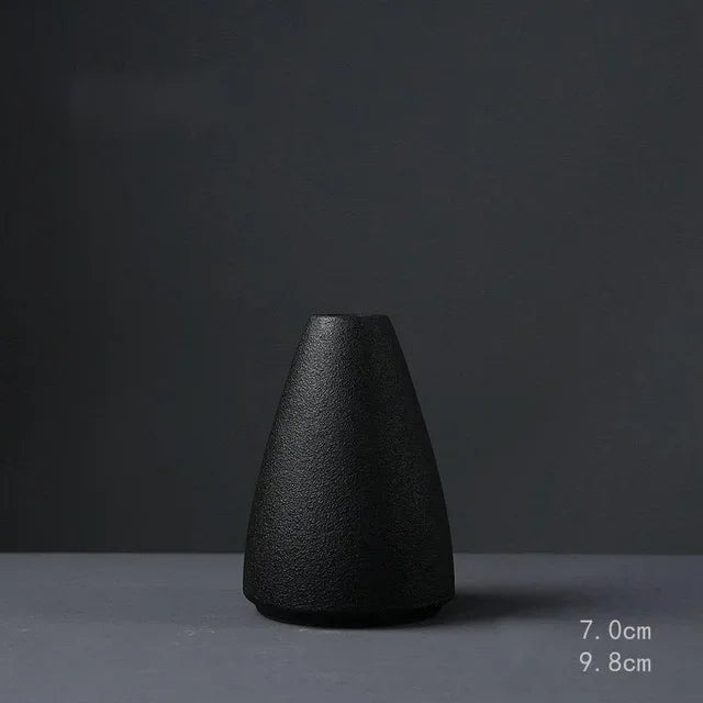 Vaso pequeno de cerâmica preta, decoração para casa, artesanato, enfeite de mesa, simplicidade, decoração em estilo japonês