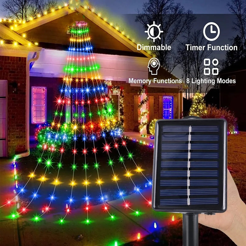 Decoração de Natal LED  Solar - Luzes de Ar Livre . 3,5 m, 350 LED. Árvore De Natal.