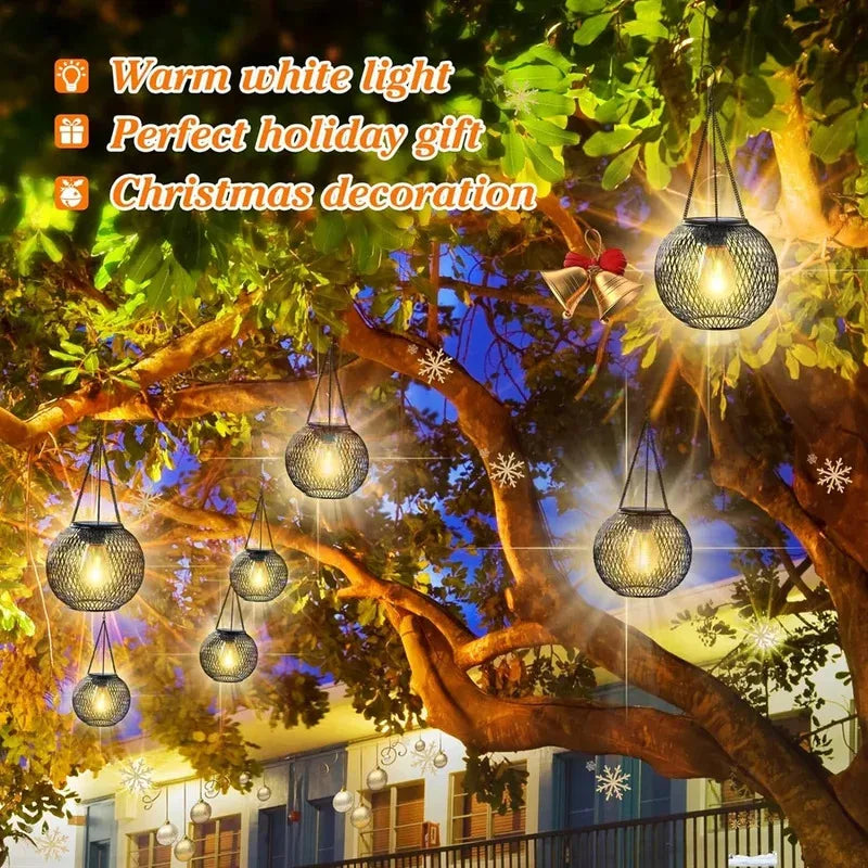 Luminária Solar Para Jardim- Lâmpada Suspensa- Iluminação Exterior