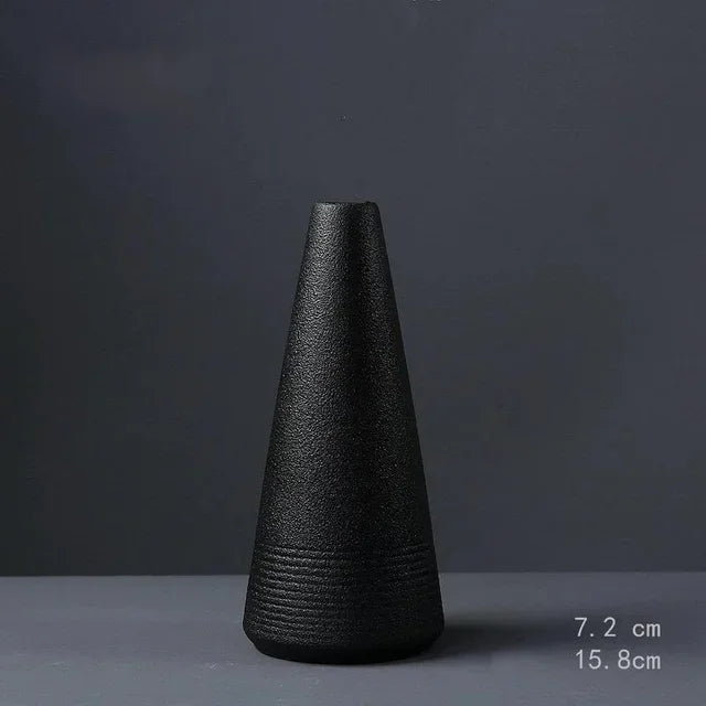Vaso pequeno de cerâmica preta, decoração para casa, artesanato, enfeite de mesa, simplicidade, decoração em estilo japonês