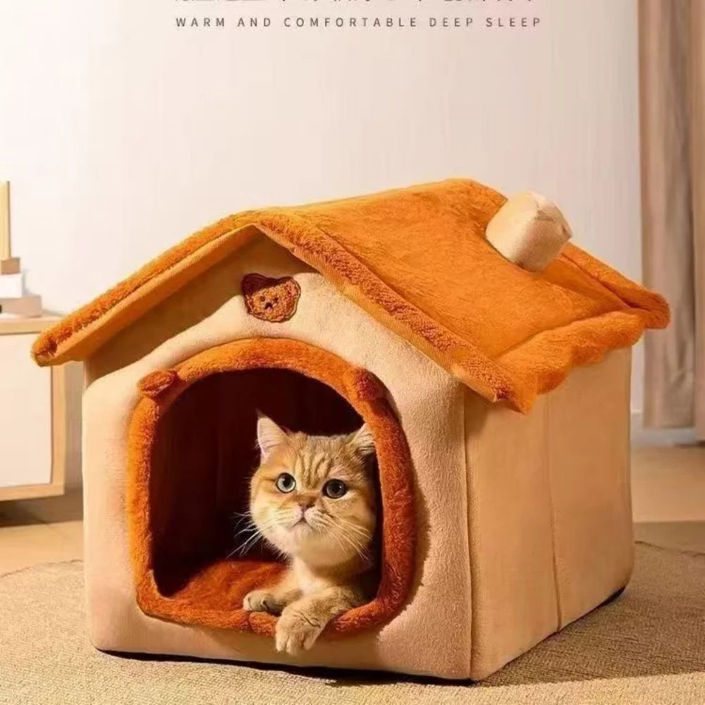 Casinha Portátil - Cama Lavável Quente e Peludo para Caes e Gatos