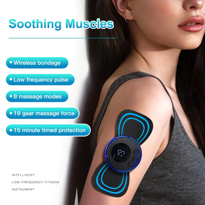 LCD Display Neck Massage Electric Massager Cervical Neck Back Patch 8 Mode Pulse Muscle Stimulator Portable With Remote Control