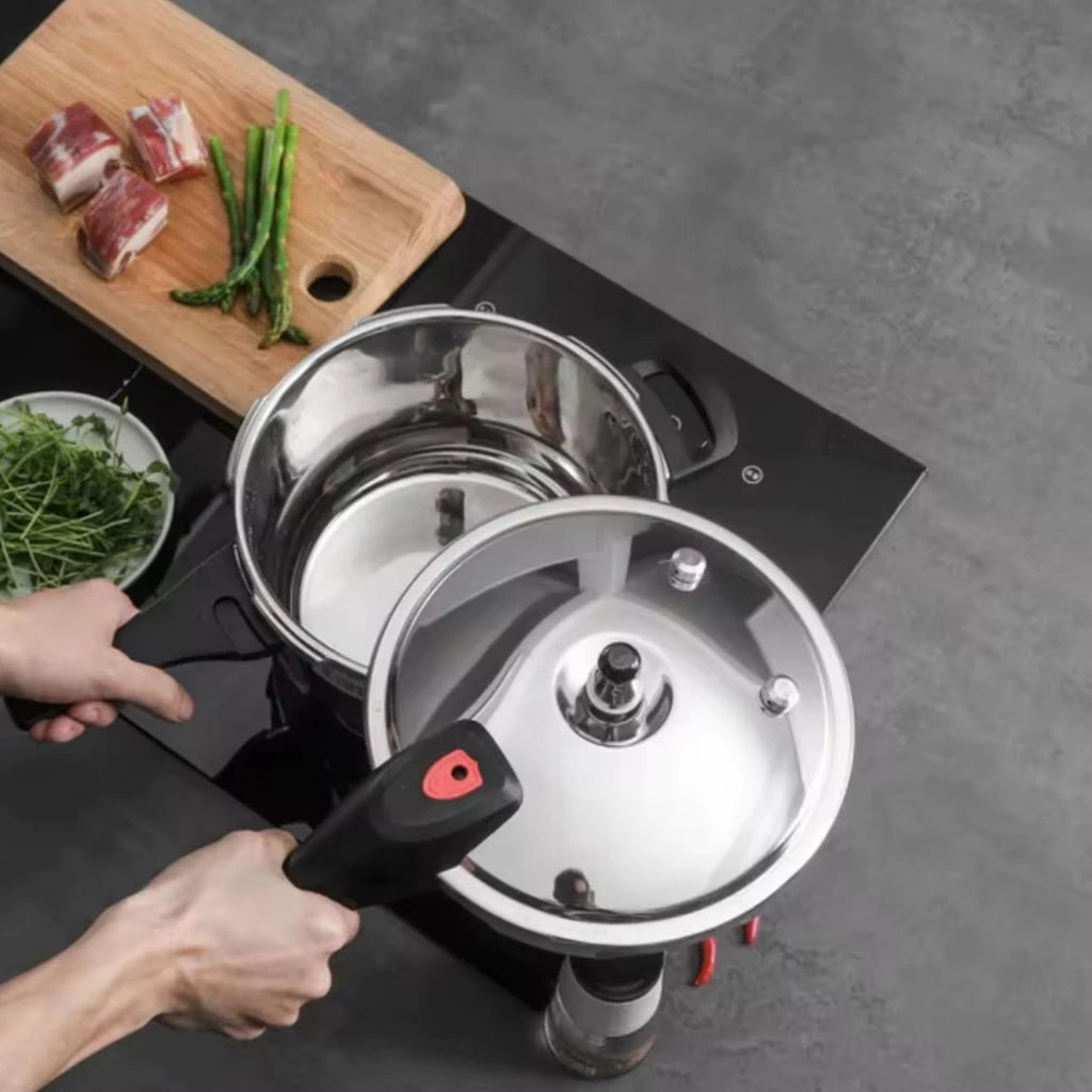 Panela De Pressão Aço Inox 304 Polido Premium Anti- Explossão Fundo Triplo