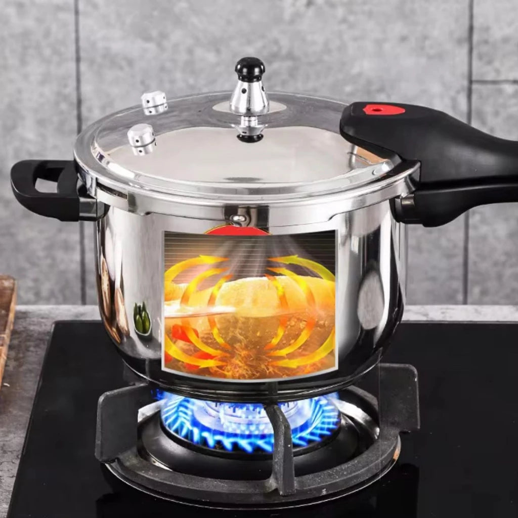 Panela De Pressão Aço Inox 304 Polido Premium Anti- Explossão Fundo Triplo